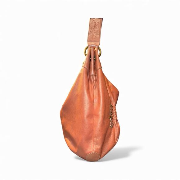 Isabella Fiore Metallic Peach Studded Crystal Hobo Shoulder Bag. - Picture 3 of 11